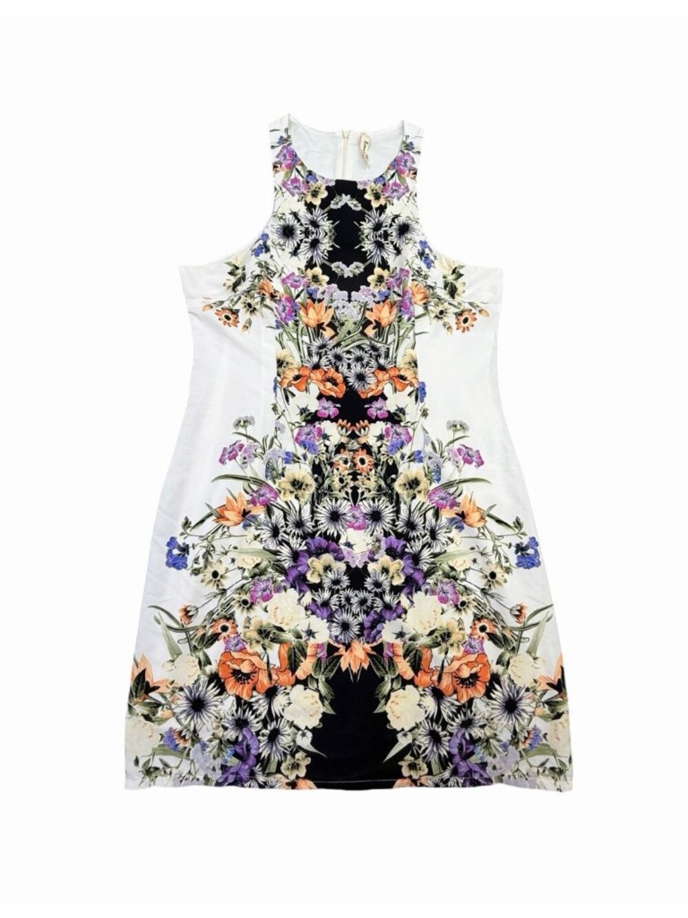 Love Marks Floral Sleeveless Sheath Dress White Multicolor Garden Print Medium